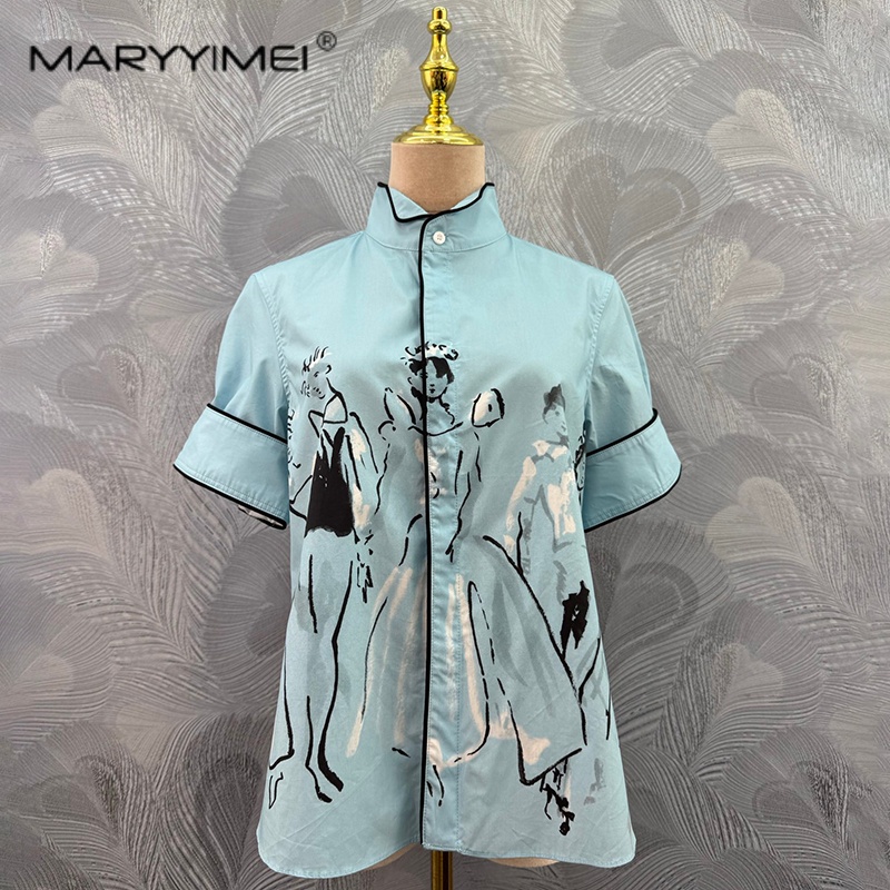 Summer Edition Clothing - ملابس نسائية مطبوعة من MARYYIMEI، قميص