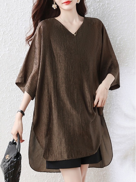 Summer Line Clothing Brand - قميص فضفاض بسيط متوسط الطول للنساء
