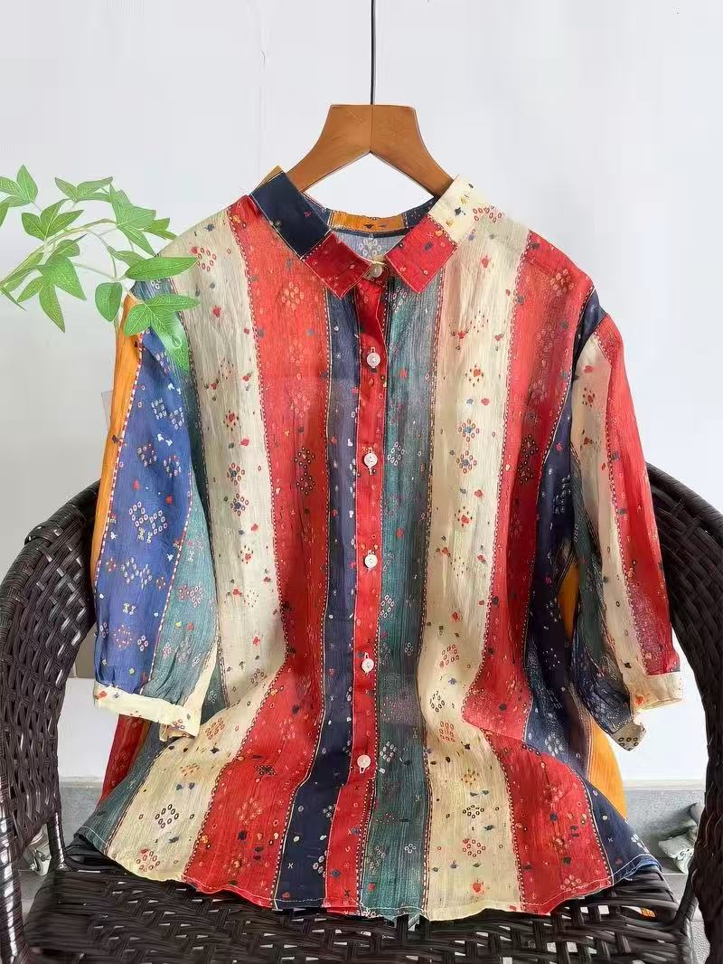 Japan Summer Clothing Women - قمصان وبلوزات بوهيمية للنساء مصنوعة من