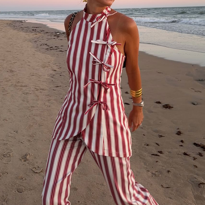 Summer Vacation Clothing Women - طقم صيفي جديد بتصميم فيونكة وقصة