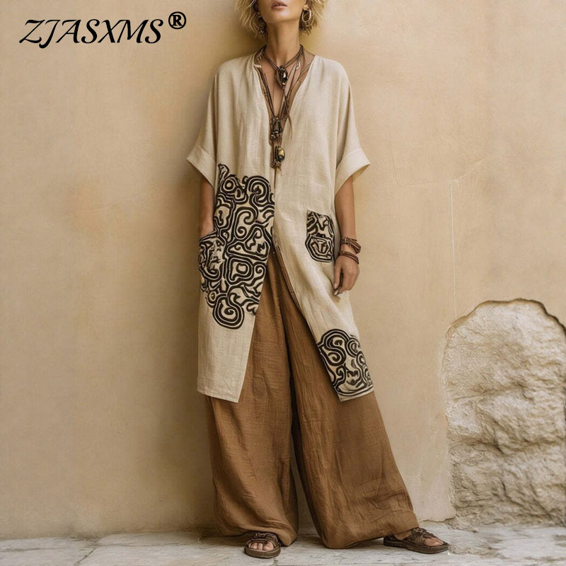 Summer Vacation Clothing Women - طقم كيمونو بوهو مفتوح من الأمام