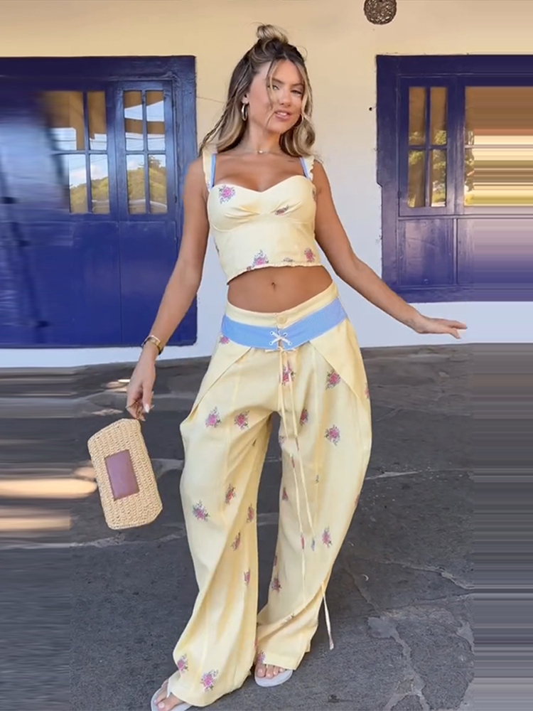 Summer Vacation Clothing Women - طقم نسائي أنيق مطبوع مثير: بلوزة
