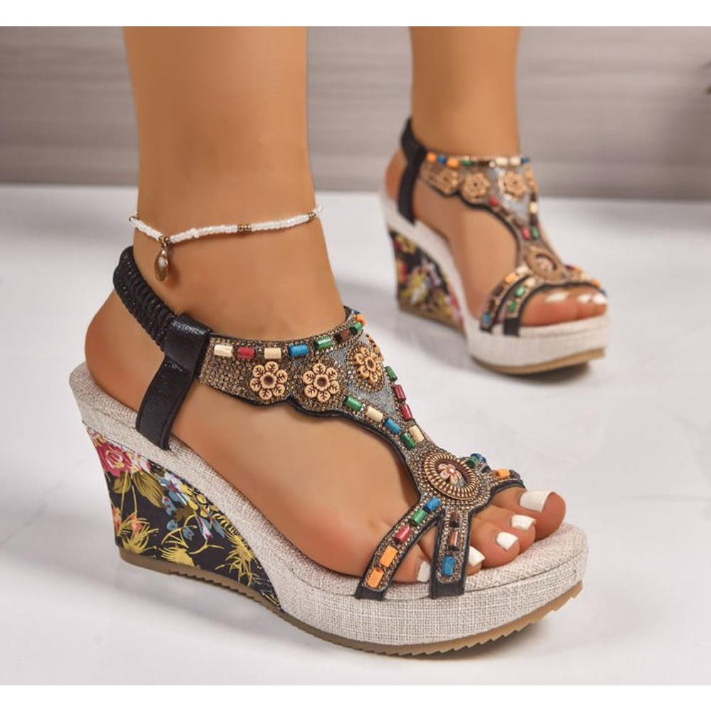 صندل نسائي جلدي صيفي أنيق بكعب - مراجعة Summer Clothing On Sale وسعره