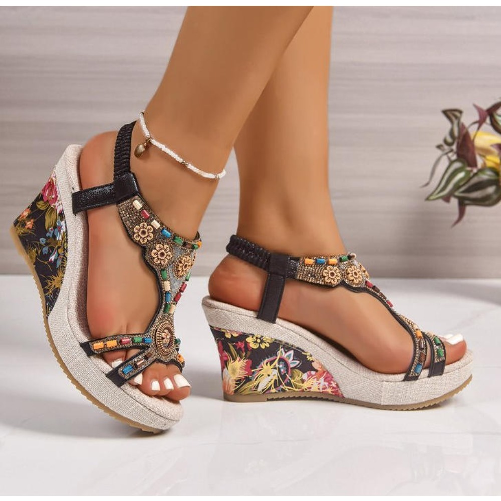 صندل نسائي جلدي صيفي أنيق بكعب - مراجعة Summer Clothing On Sale وسعره