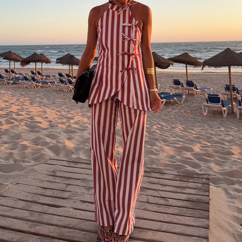 طقم صيفي جديد بتصميم فيونكة وق - مراجعة Summer Vacation Clothing Women وسعره