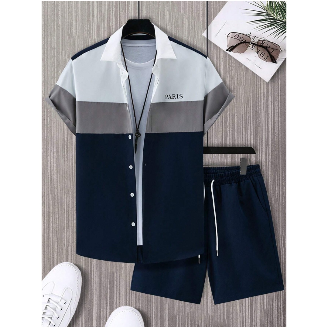 بدلة رجالية أنيقة زرقاء وبيضاء - مراجعة Summer Clothing Beach وسعره