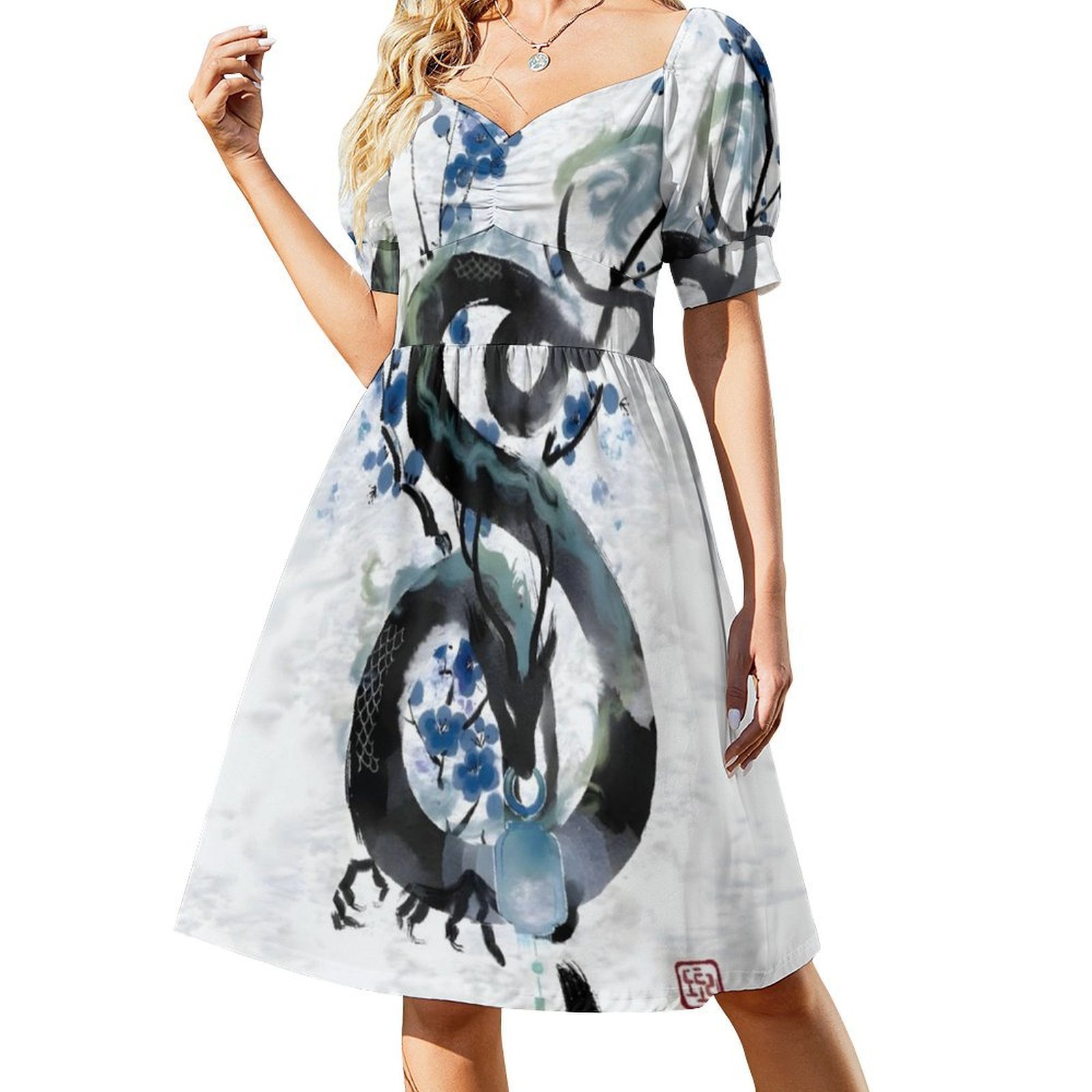 اليابانية الأزرق ليلة التنين ا - مراجعة Japan Summer Clothing Women وسعره